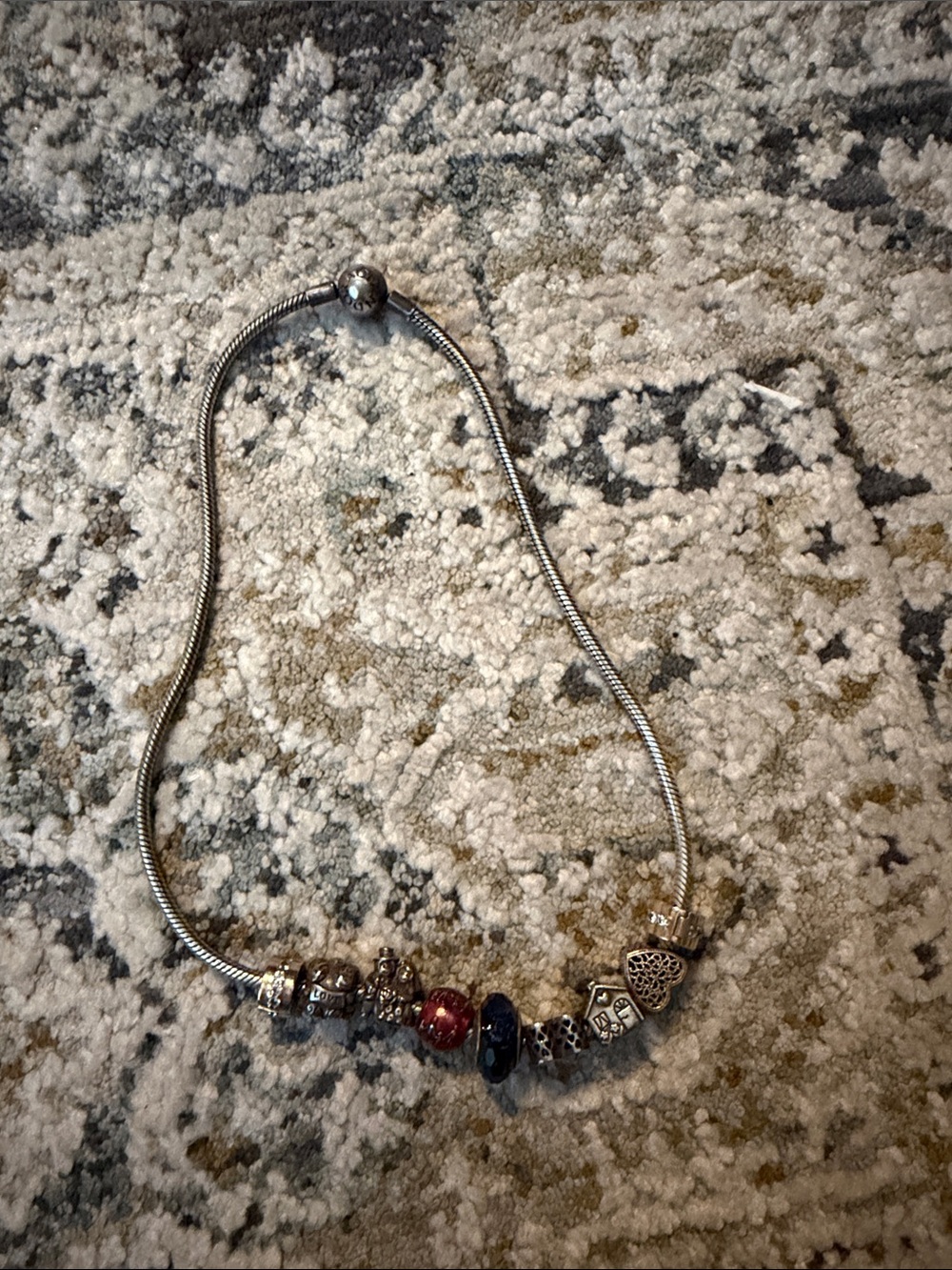 Pandora Silver Necklace with 9 Charms